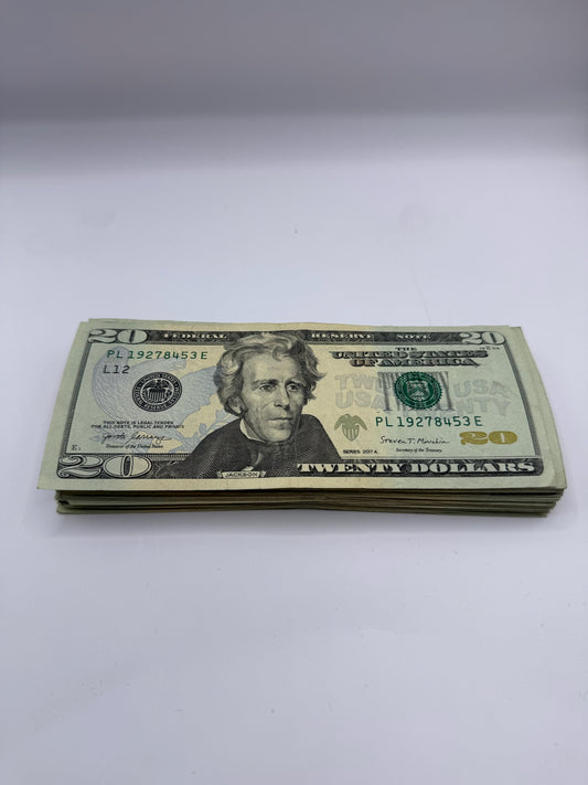 American Prop Money $20 Bills $2,000 Full Print 1 Stack (100pcs)